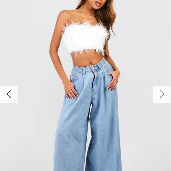 Boohoo Feather Bandeau Crop Top size 12 Large - Picture 10 of 15